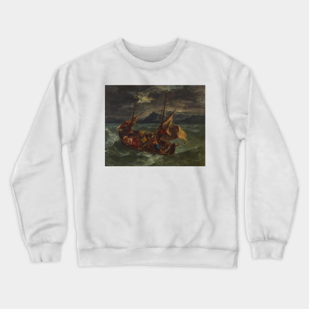 Christ on the Sea of Galilee by Eugene Delacroix Crewneck Sweatshirt by Classic Art Stall